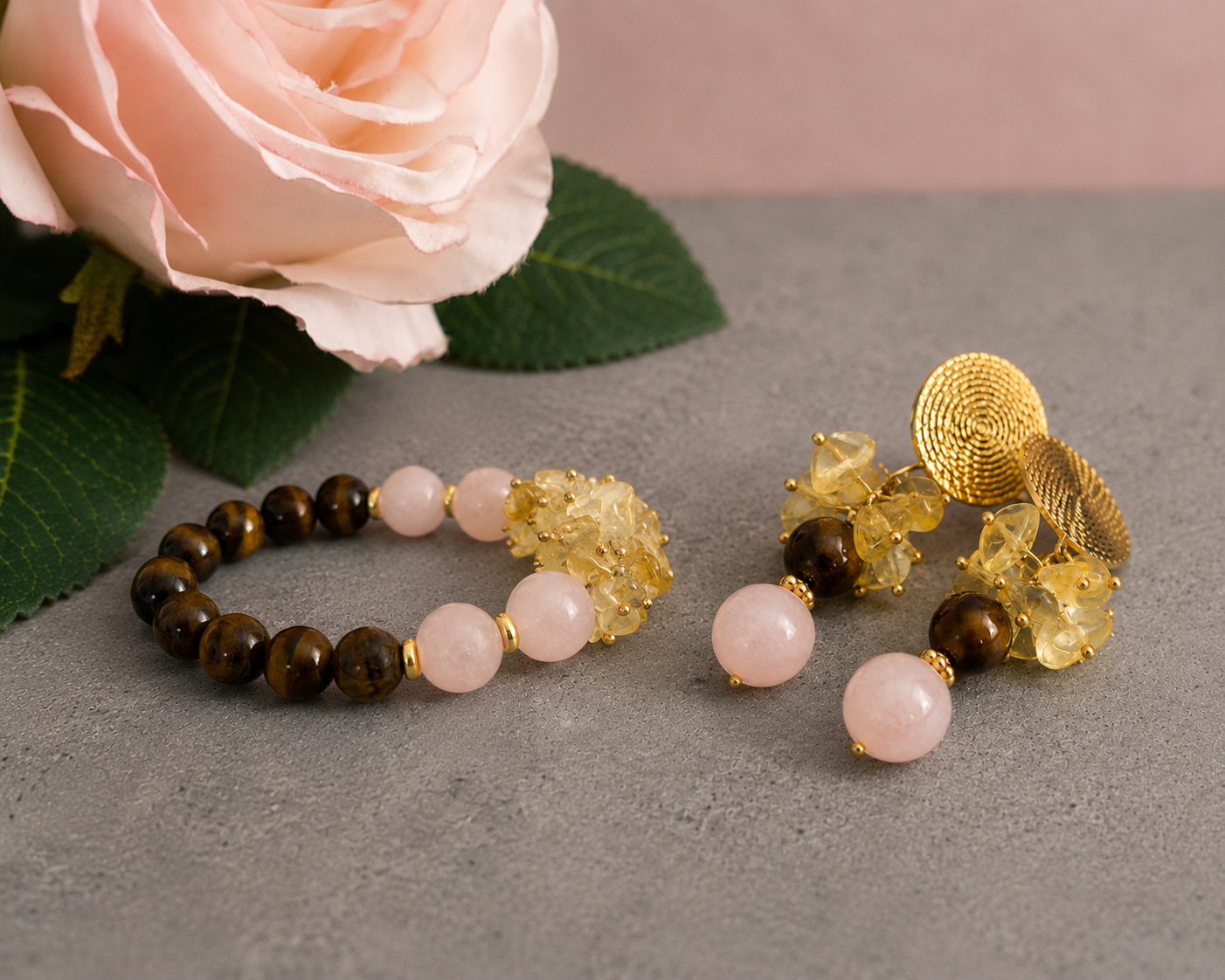 Golden Blush Bracelet & Earrings Collection