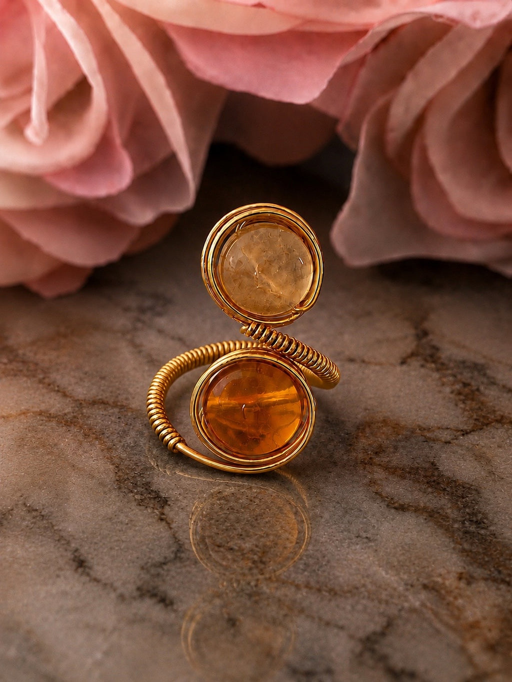Honey & Amber Citrine Dual Wrap Ring