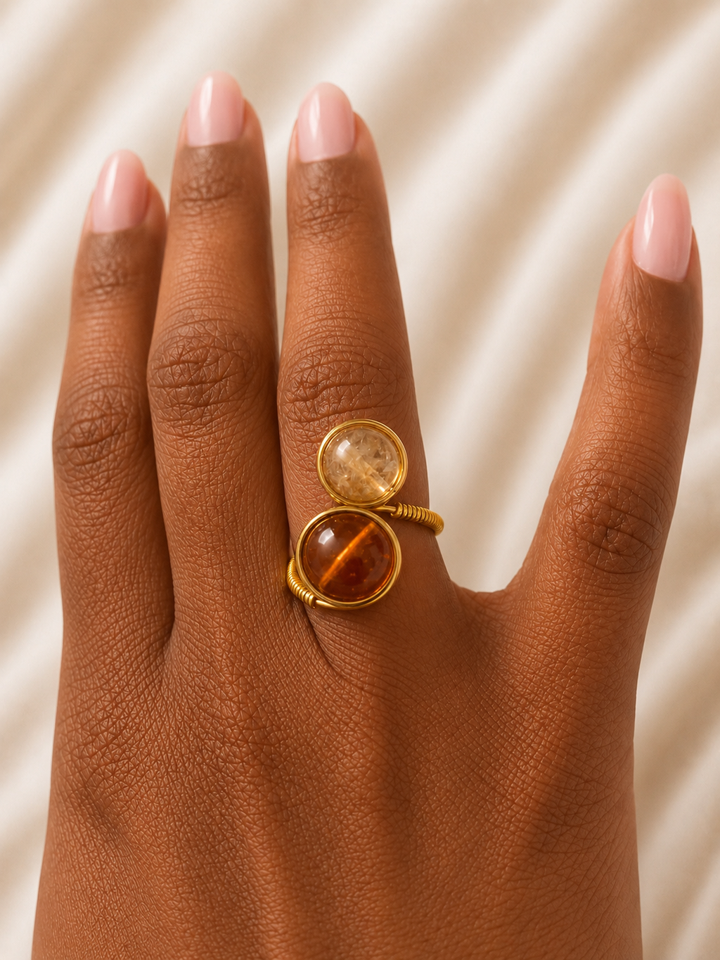 Honey & Amber Citrine Dual Wrap Ring
