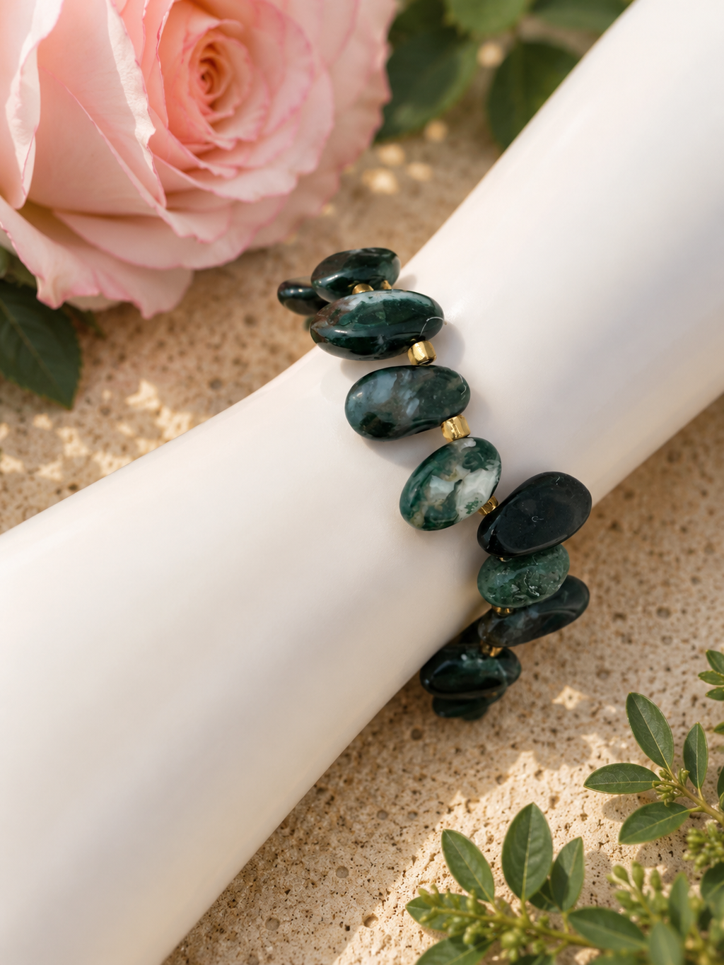 Water Grass Agate Stretch Bracelet