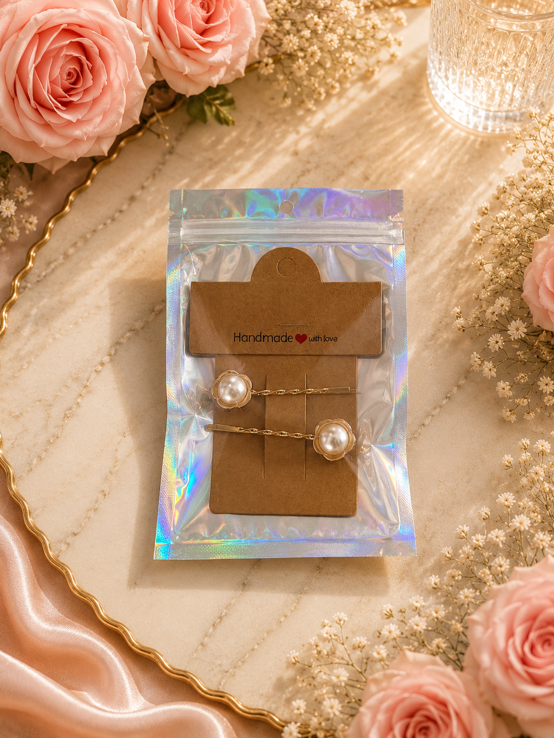 Gold Pearl Hair Pins