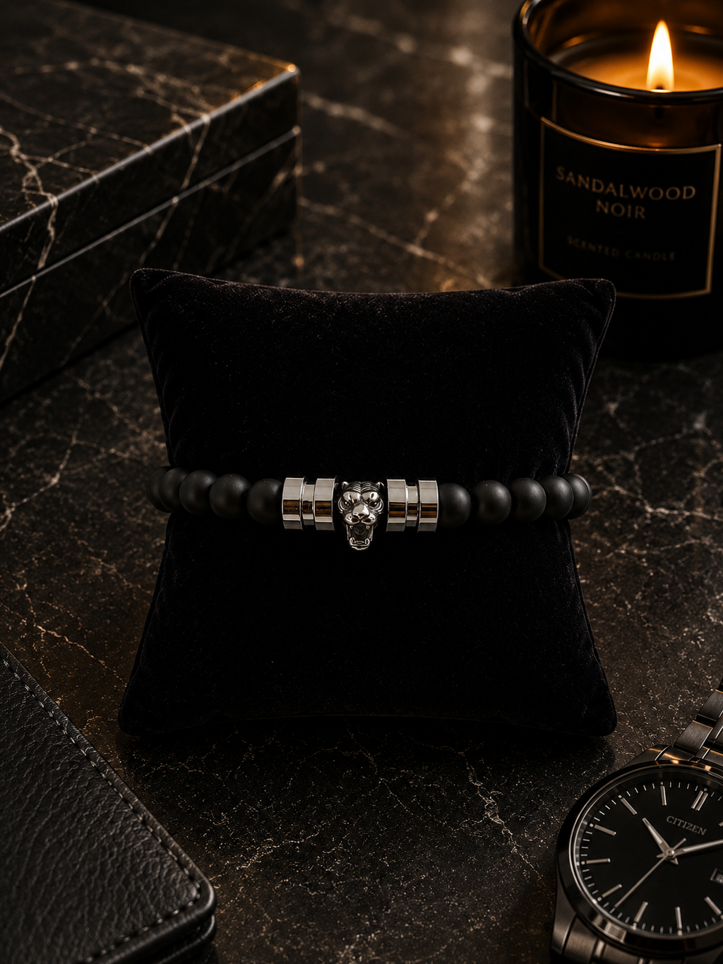 Black Out Matte Black Beaded Bracelet