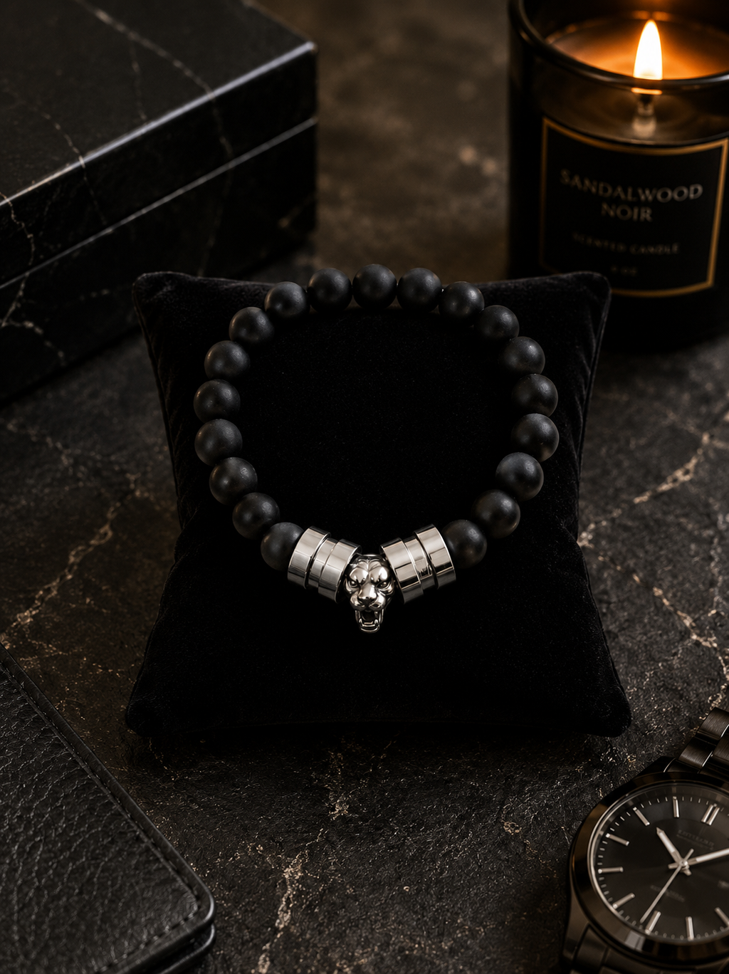 Black Out Matte Black Beaded Bracelet