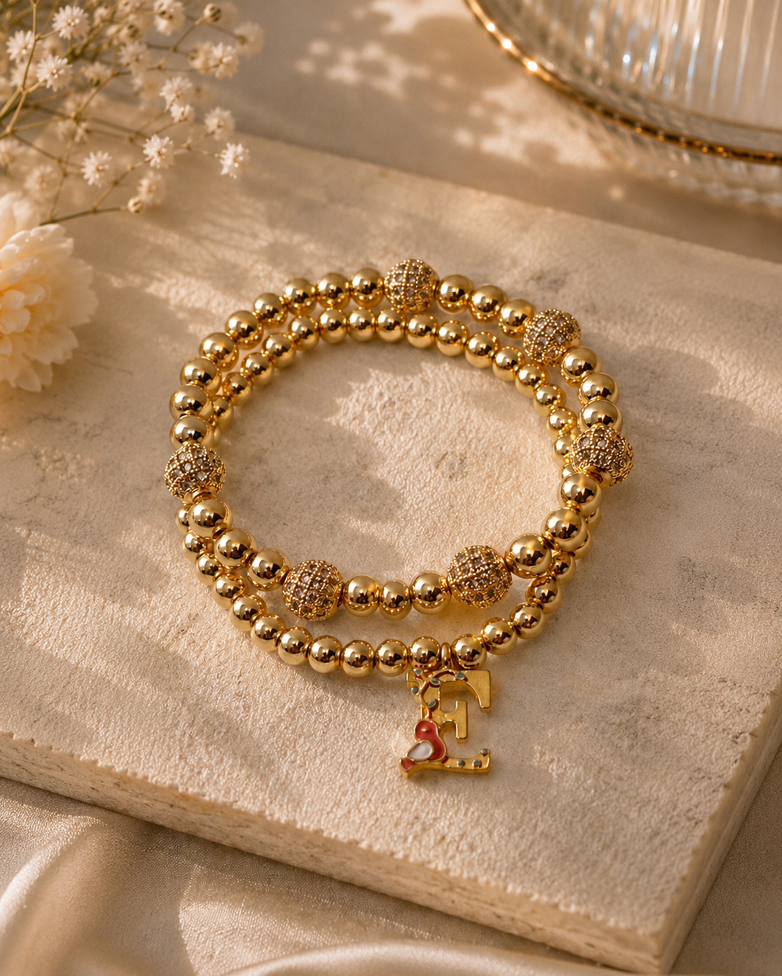 Personalized Gold Initial Bracelet Stack