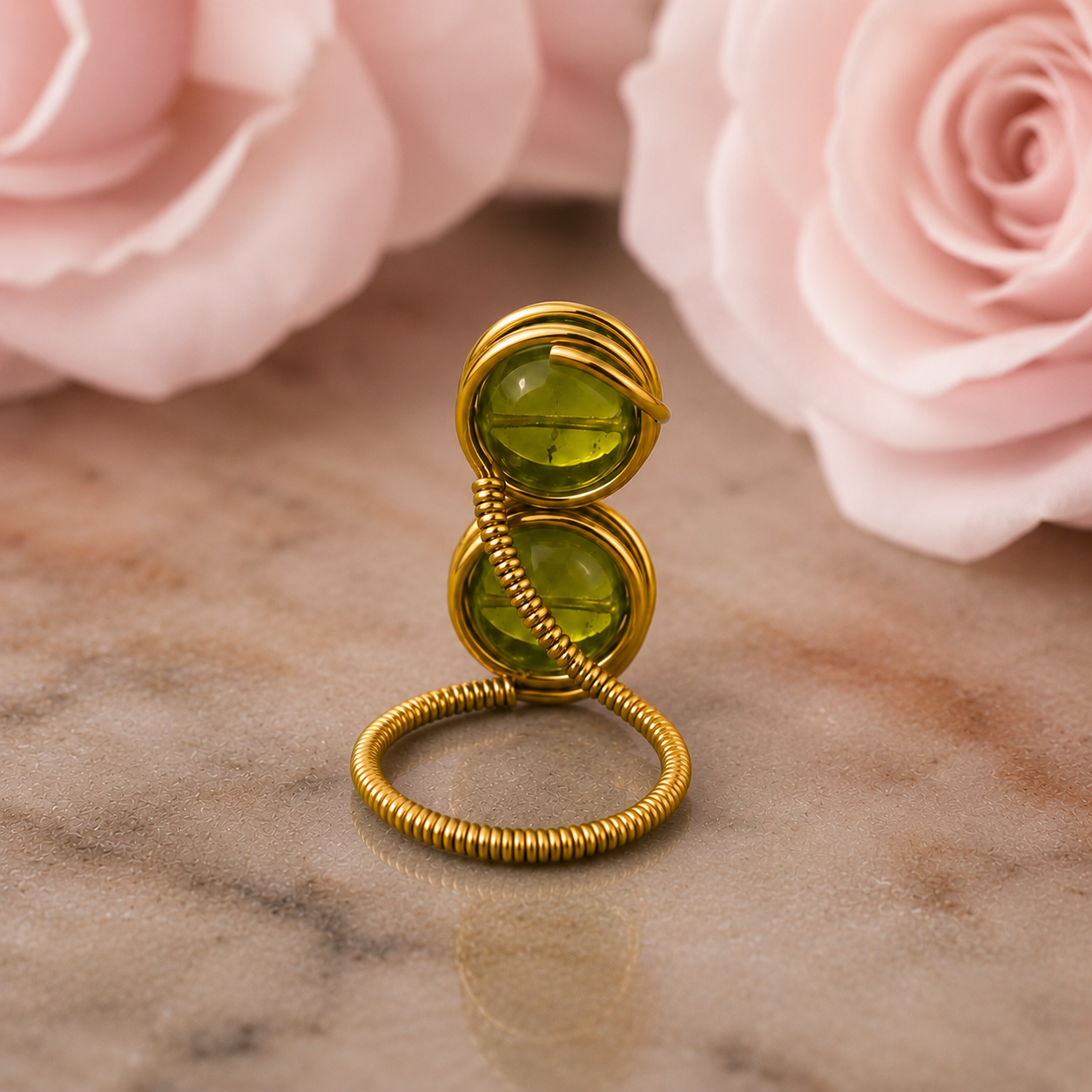 Dual Peridot Wrap Ring
