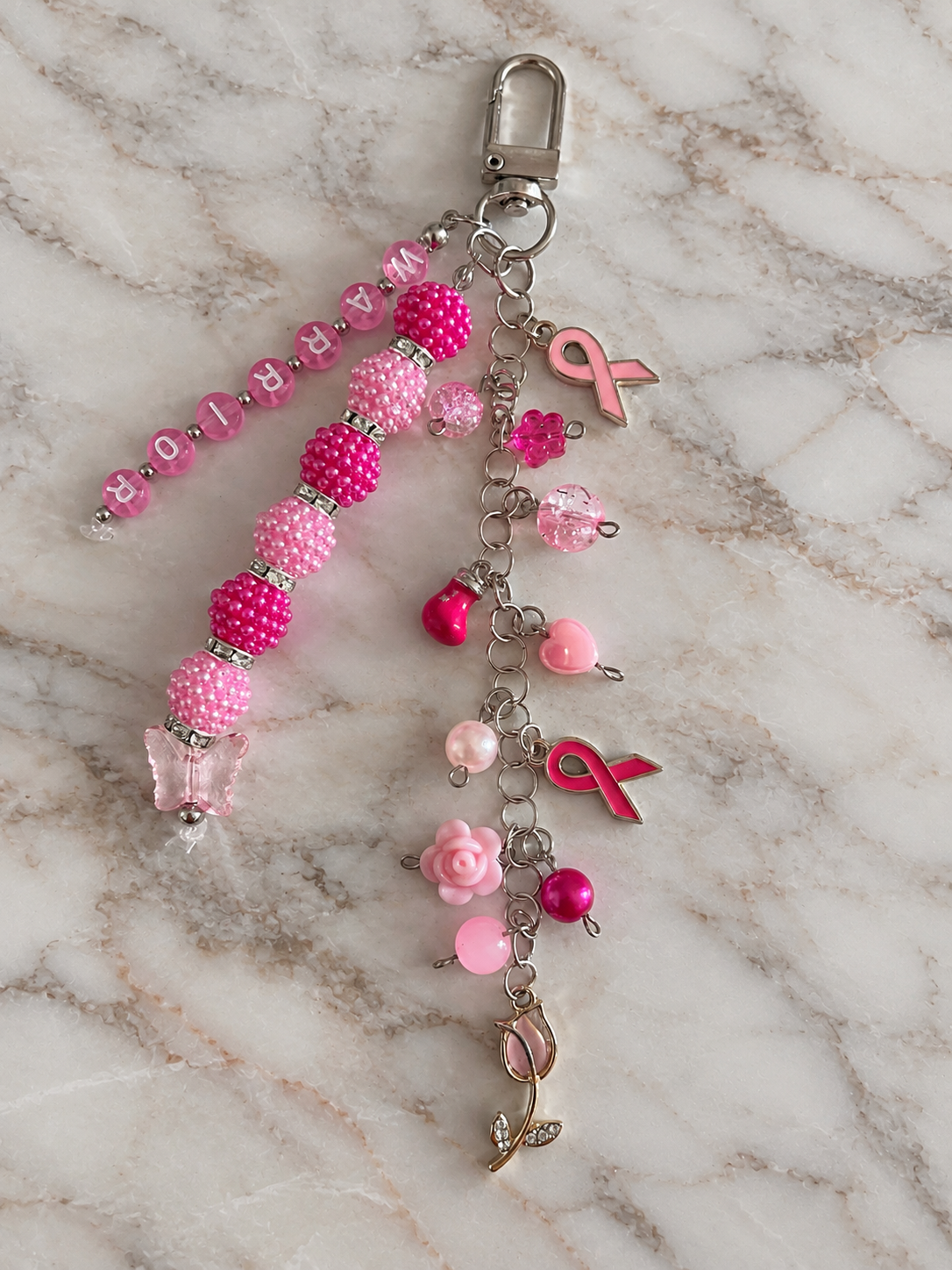 Pink Warrior Breast Cancer Awareness Bag Charm