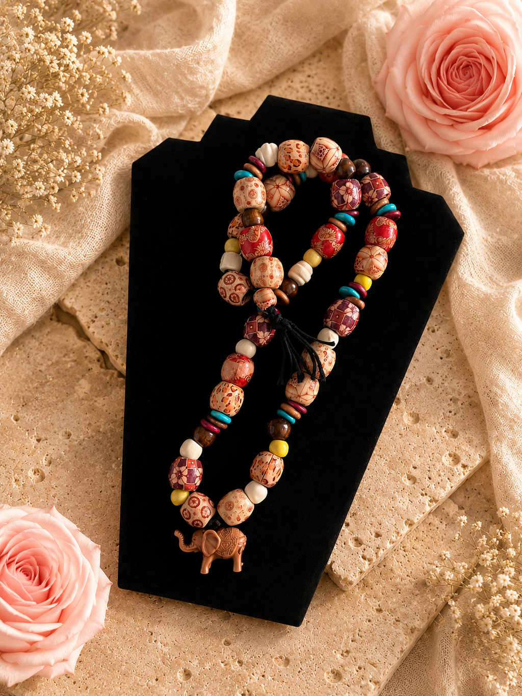 Wandering Spirit Wood Beaded Necklace