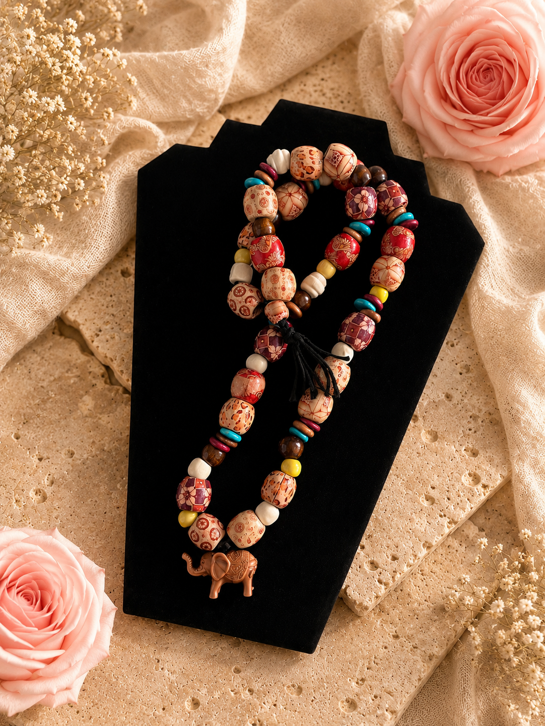 Wandering Spirit Wood Beaded Necklace
