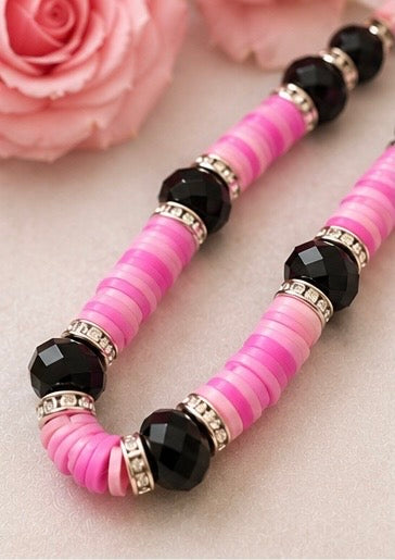 Pink Heishi Phone Charm