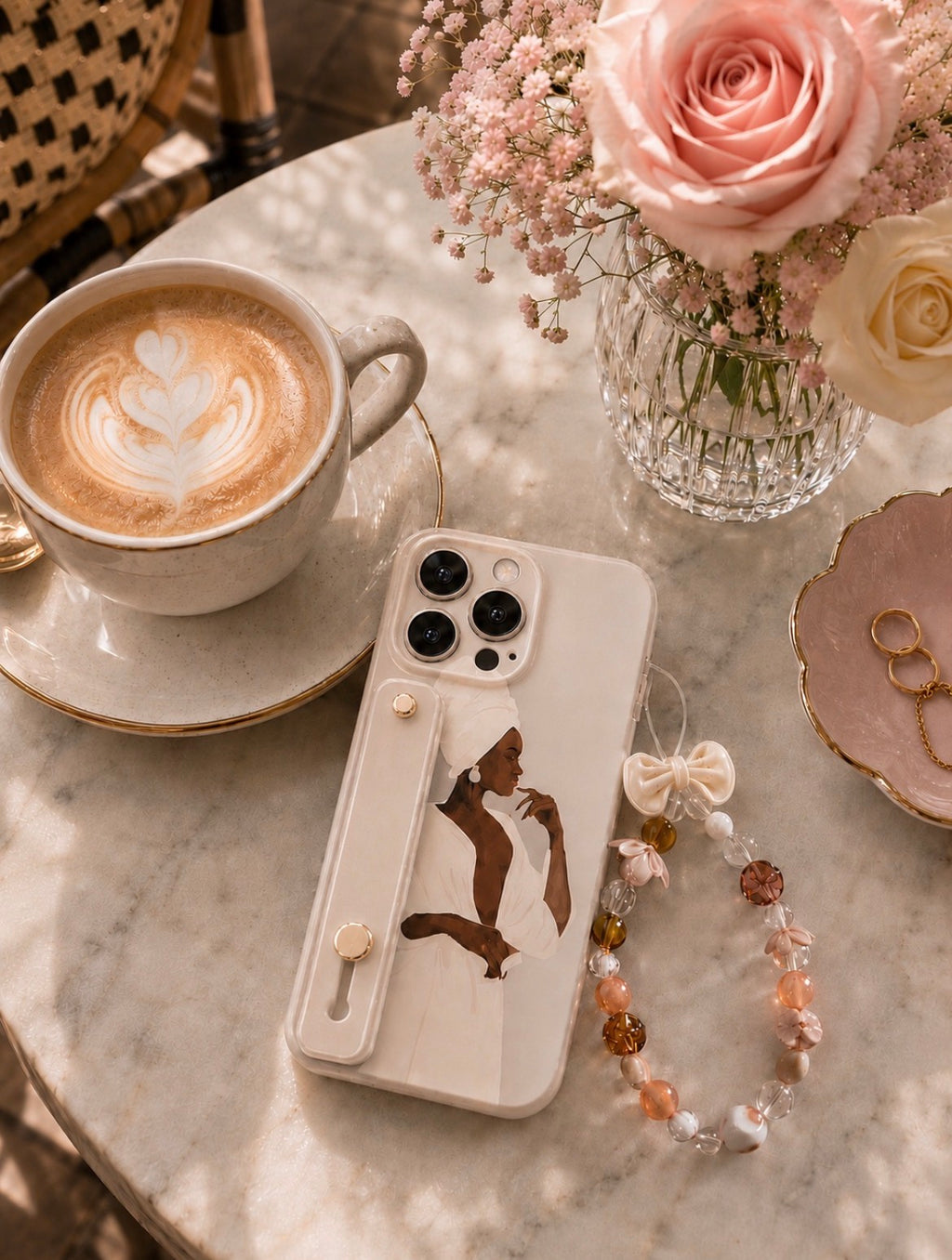 Neutral Beaded Phone Charm