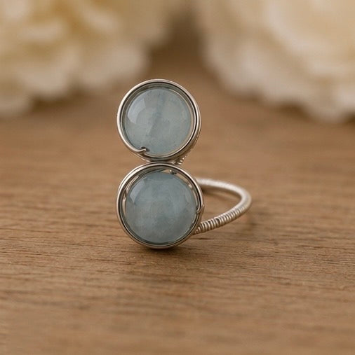 Aquamarine Dual Wrap Ring