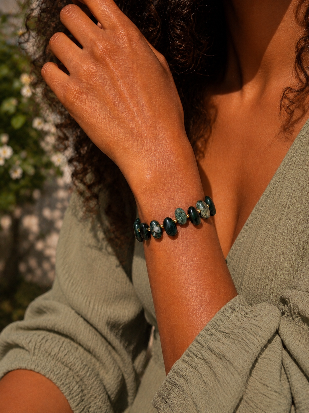 Water Grass Agate Stretch Bracelet