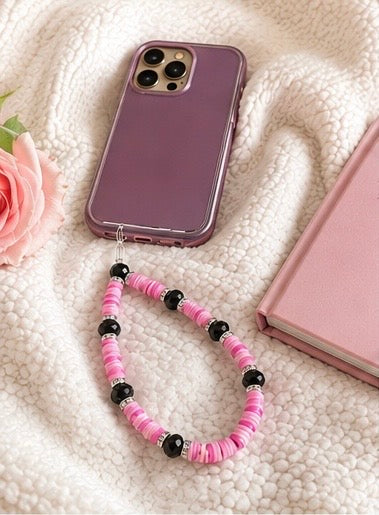 Pink Heishi Phone Charm