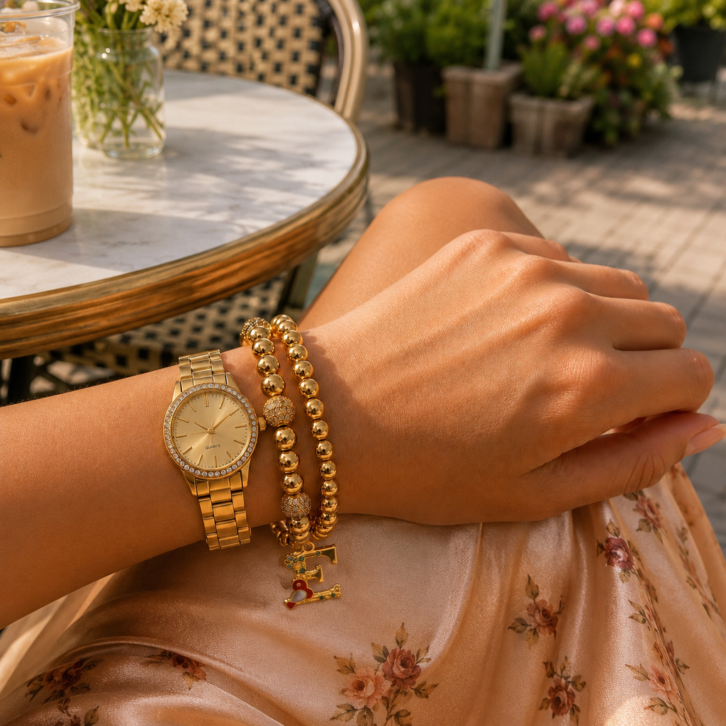 Personalized Gold Initial Bracelet Stack