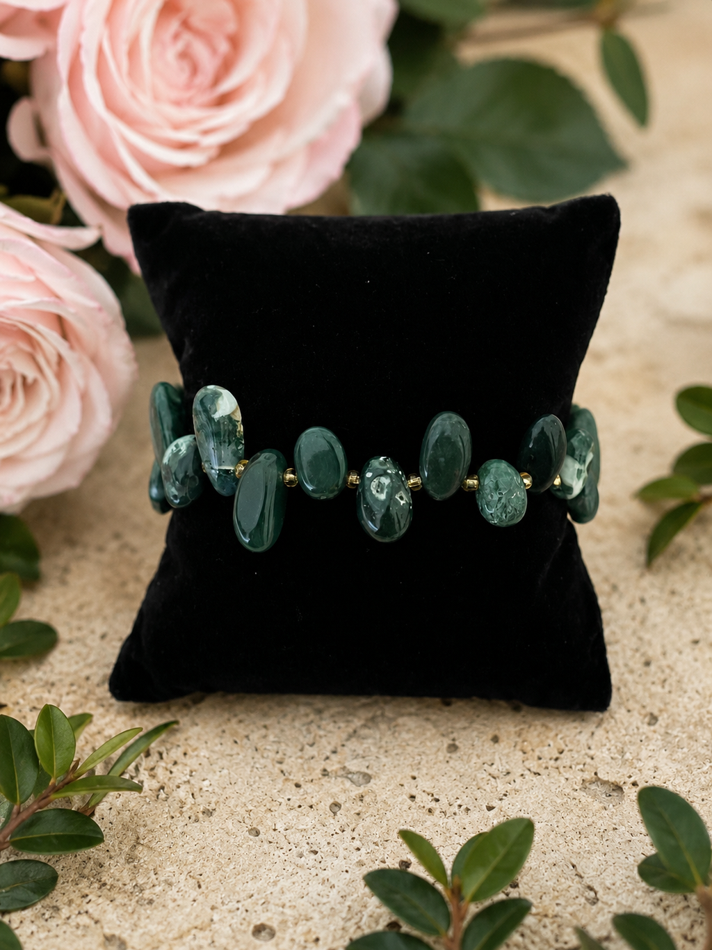 Water Grass Agate Stretch Bracelet