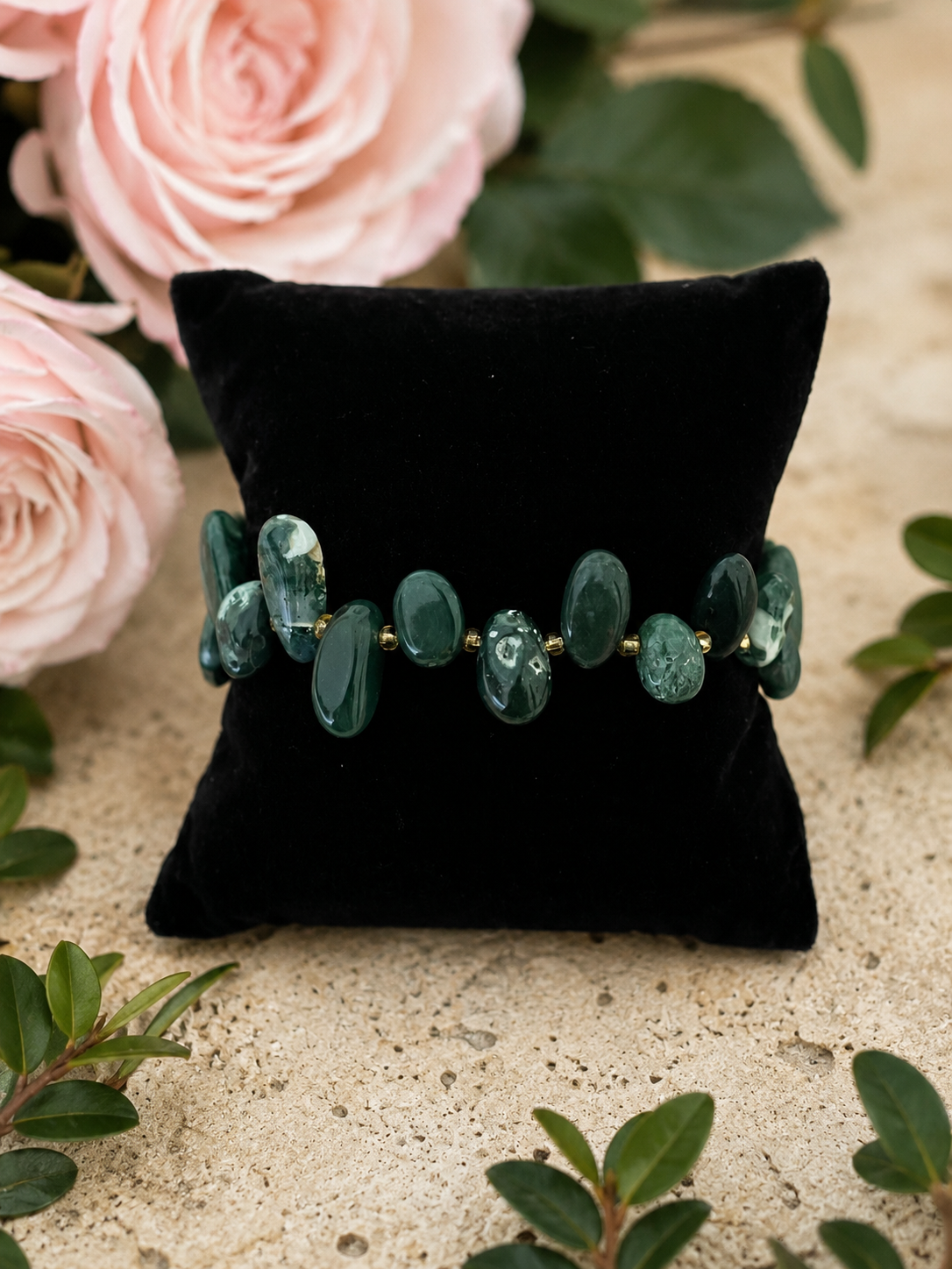 Water Grass Agate Stretch Bracelet