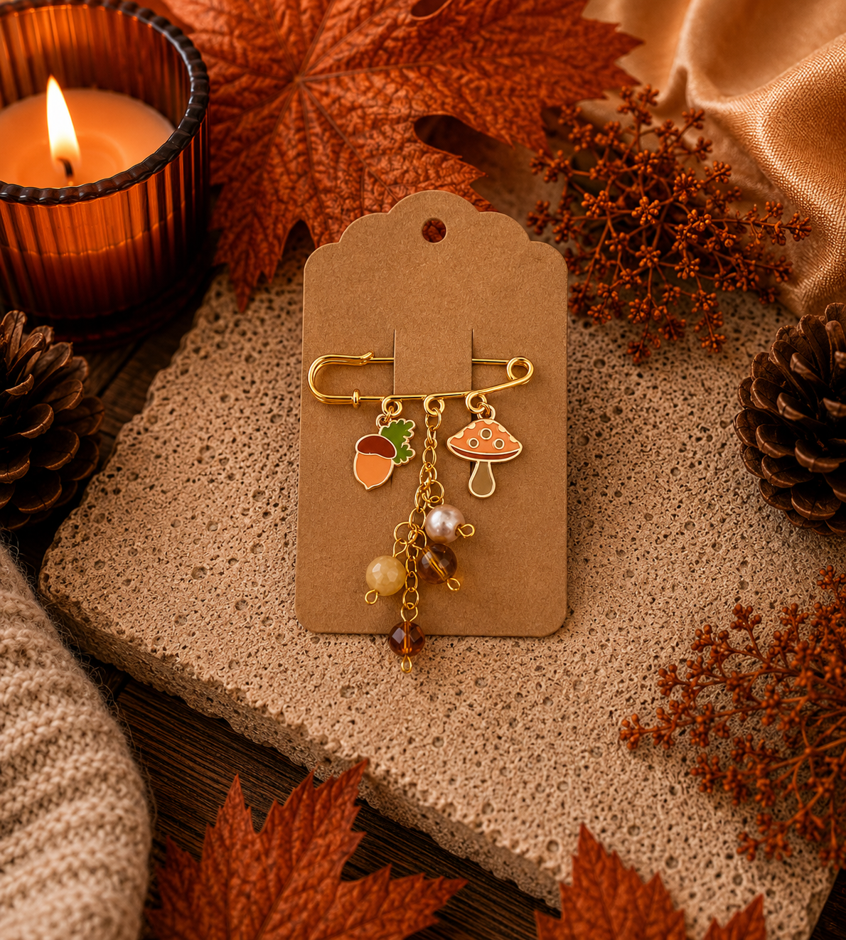 Autumn Safety Pin Brooch