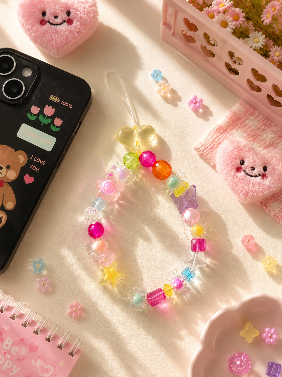 Colorful Beaded Phone Charm