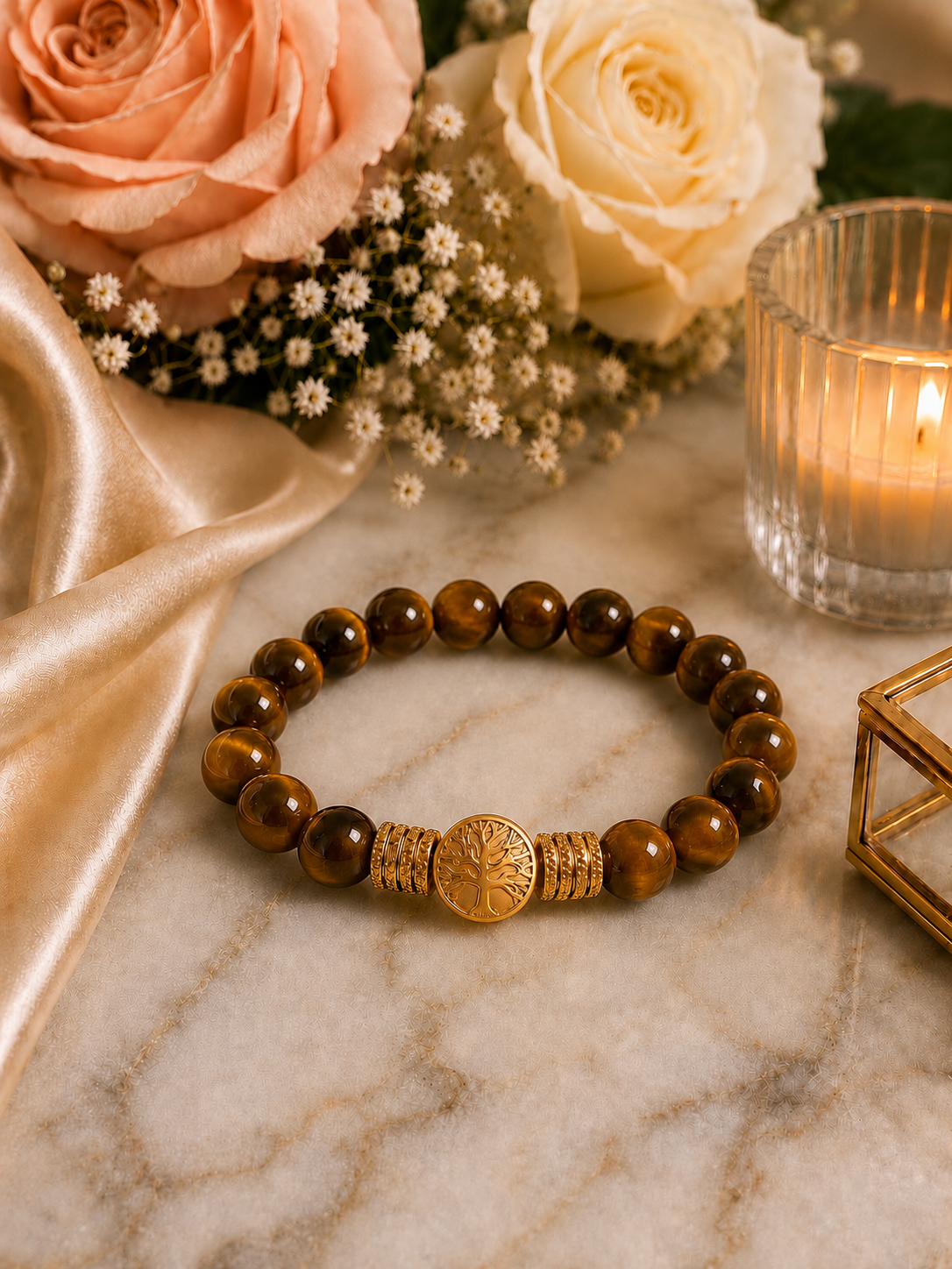 Tree of Life Tiger’s Eye Beaded Bracelet