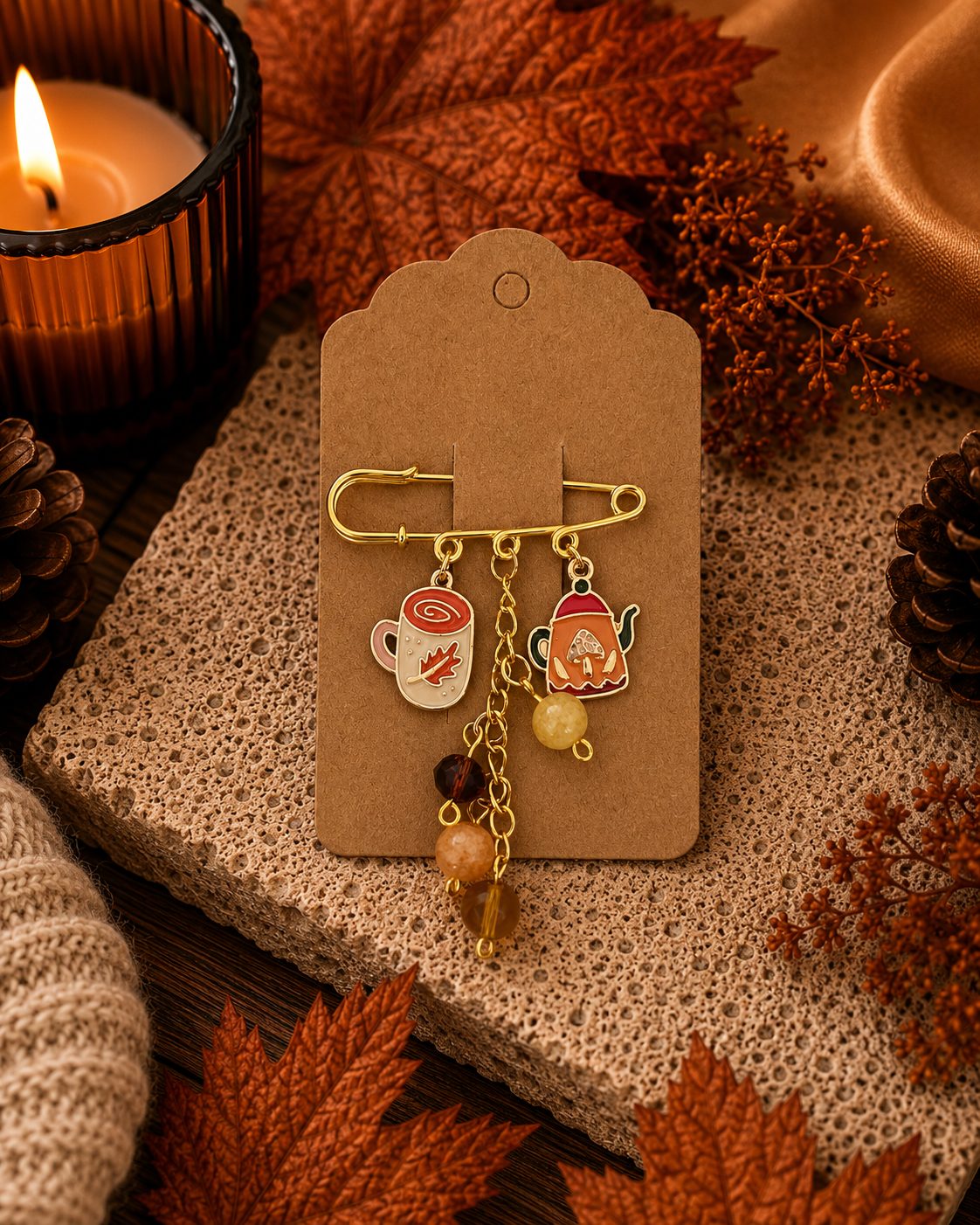 Autumn Safety Pin Brooch