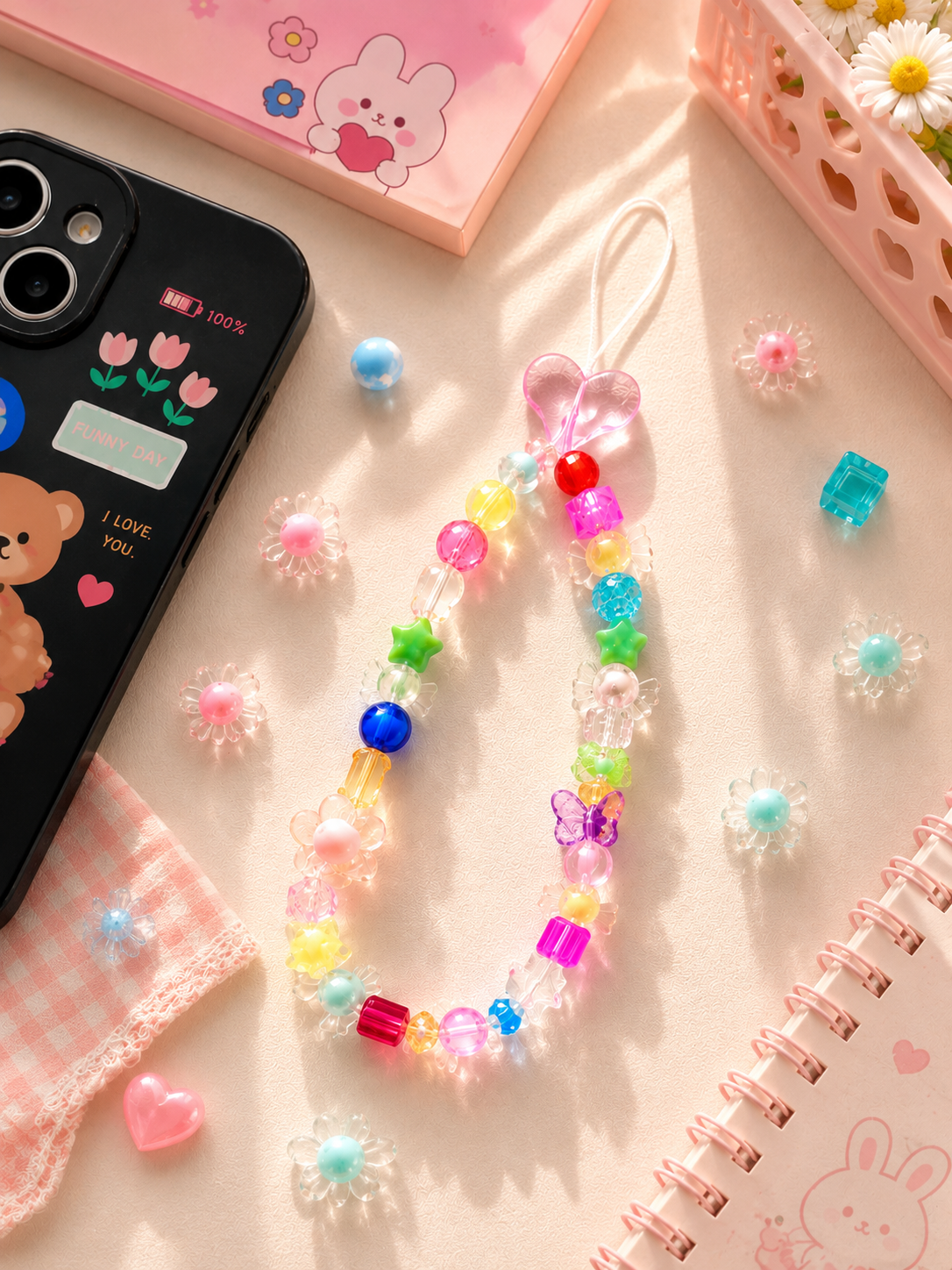 Colorful Beaded Phone Charm
