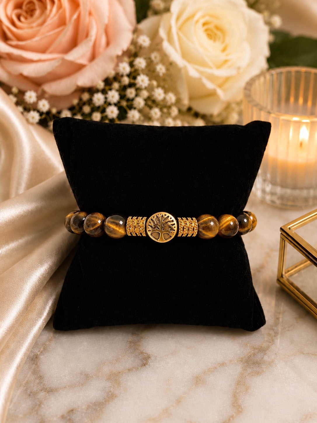 Tree of Life Tiger’s Eye Beaded Bracelet