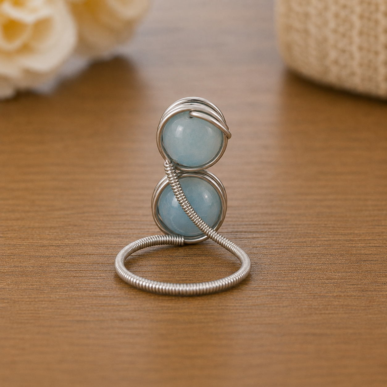 Aquamarine Dual Wrap Ring