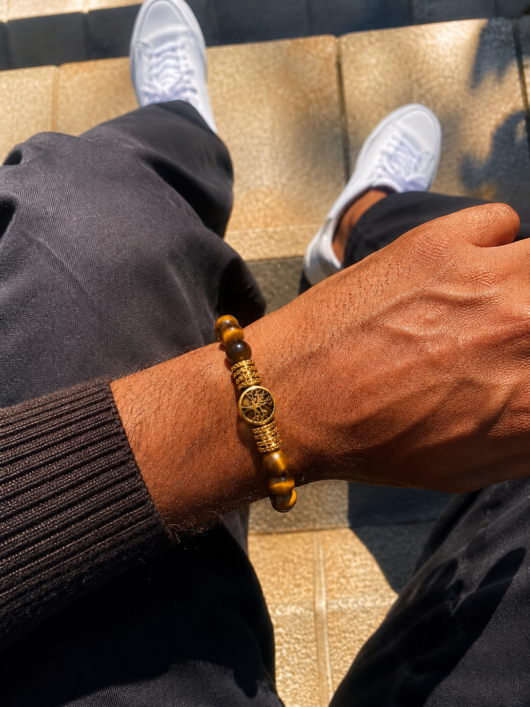 Tree of Life Tiger’s Eye Beaded Bracelet