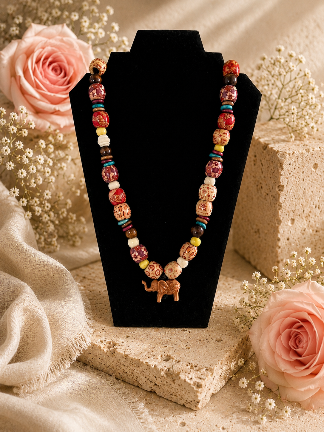 Wandering Spirit Wood Beaded Necklace