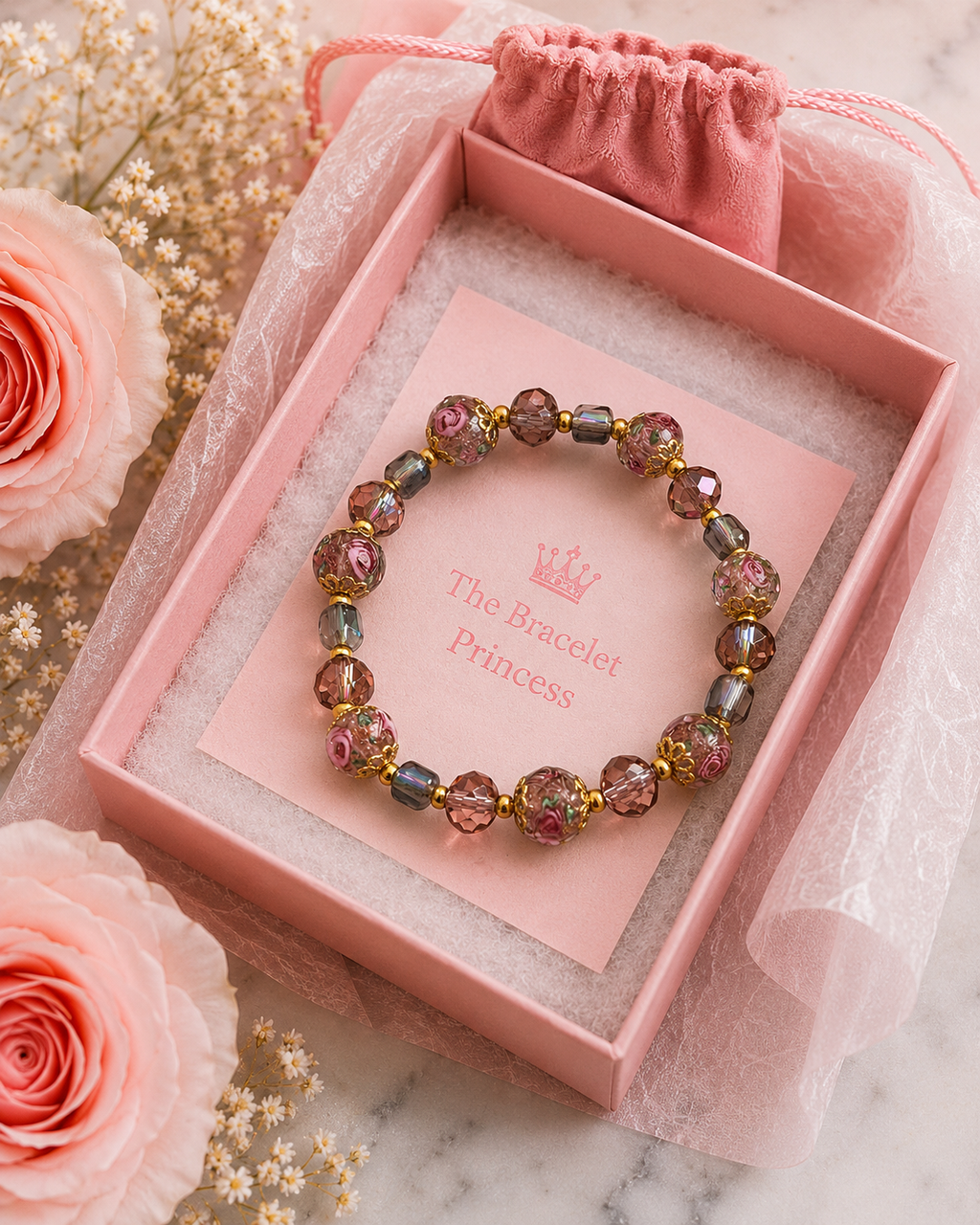 Rose Garden Glass Beaded Bracelet