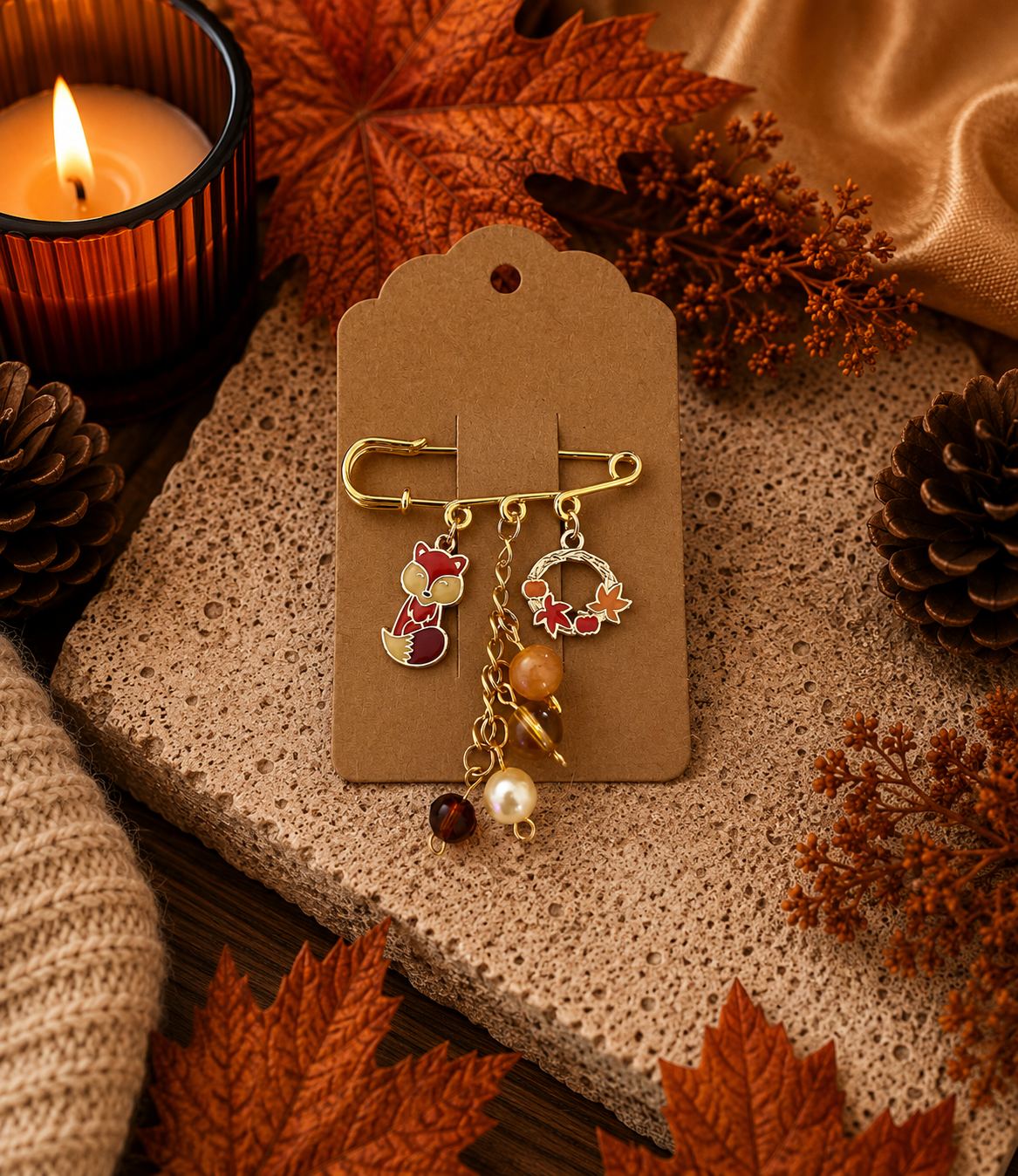 Autumn Safety Pin Brooch