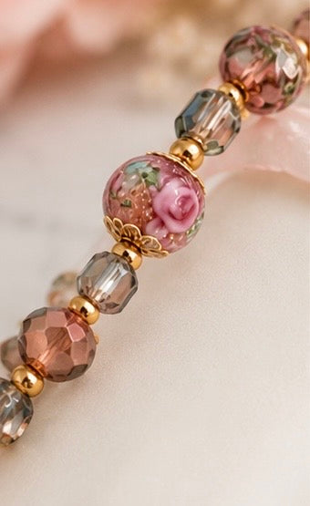 Rose Garden Glass Beaded Bracelet