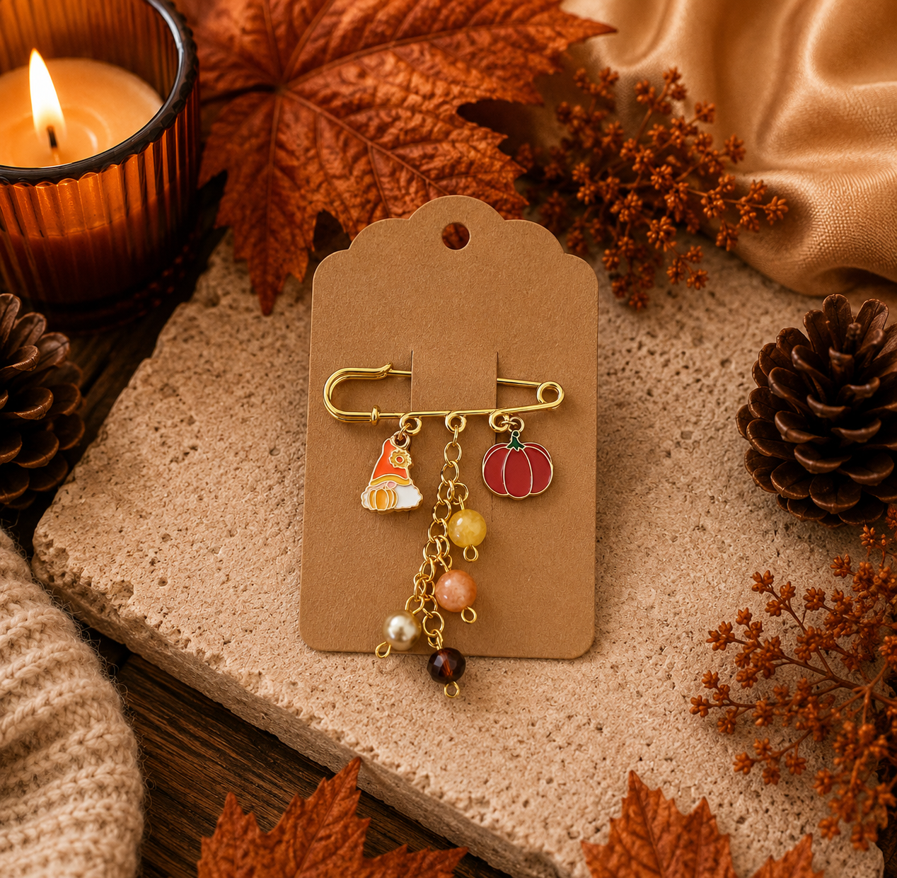Autumn Safety Pin Brooch