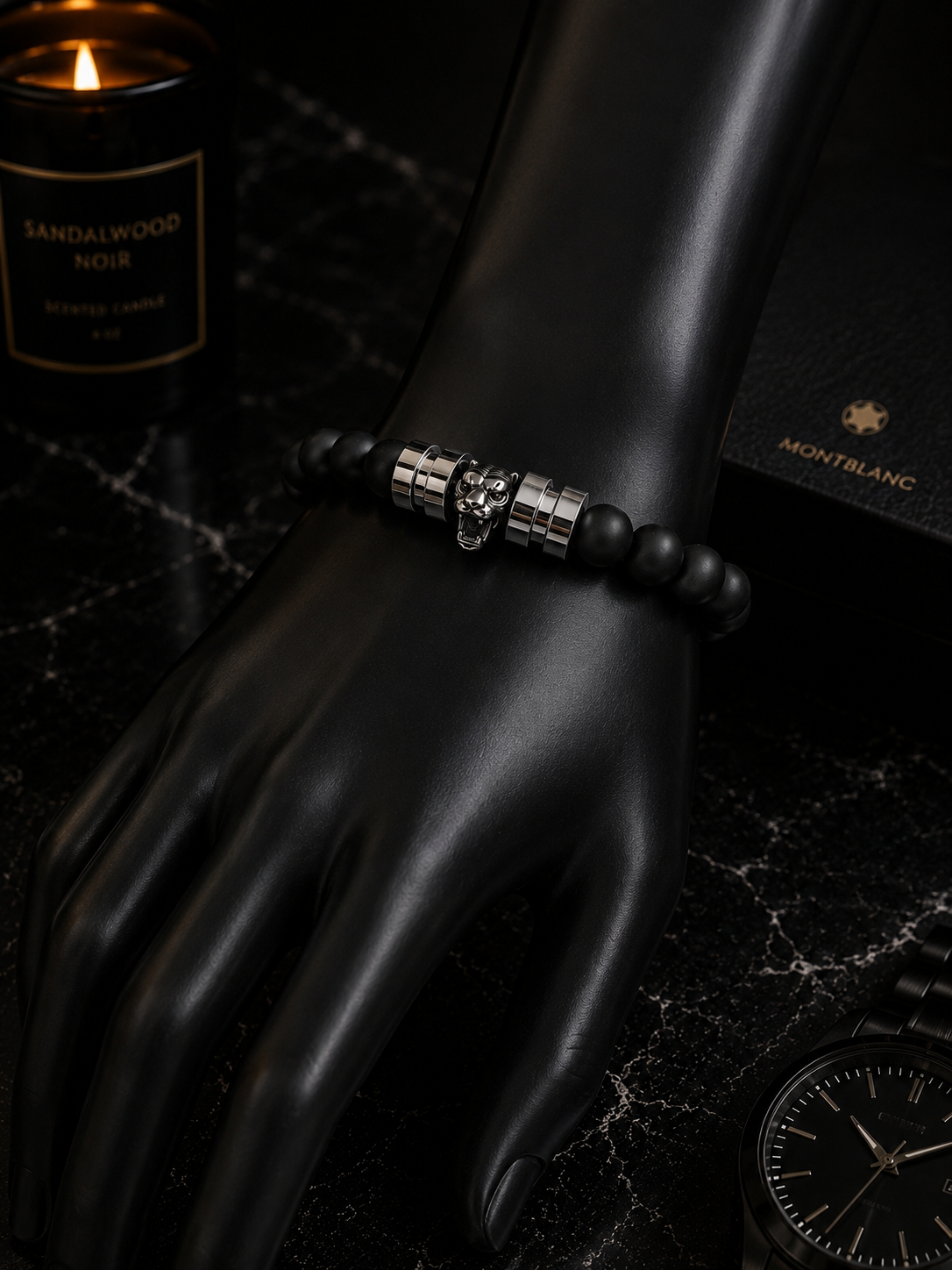 Black Out Matte Black Beaded Bracelet