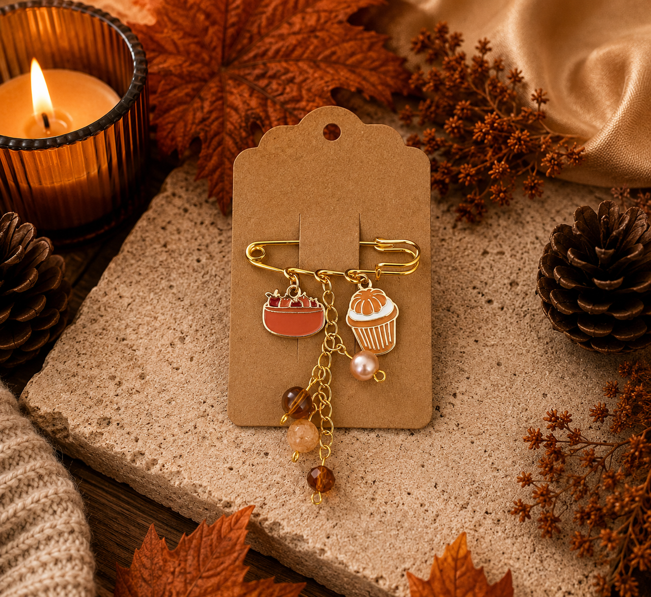 Autumn Safety Pin Brooch