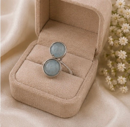 Aquamarine Dual Wrap Ring