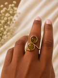 Olive Dragon Vein Dual Wrap Ring