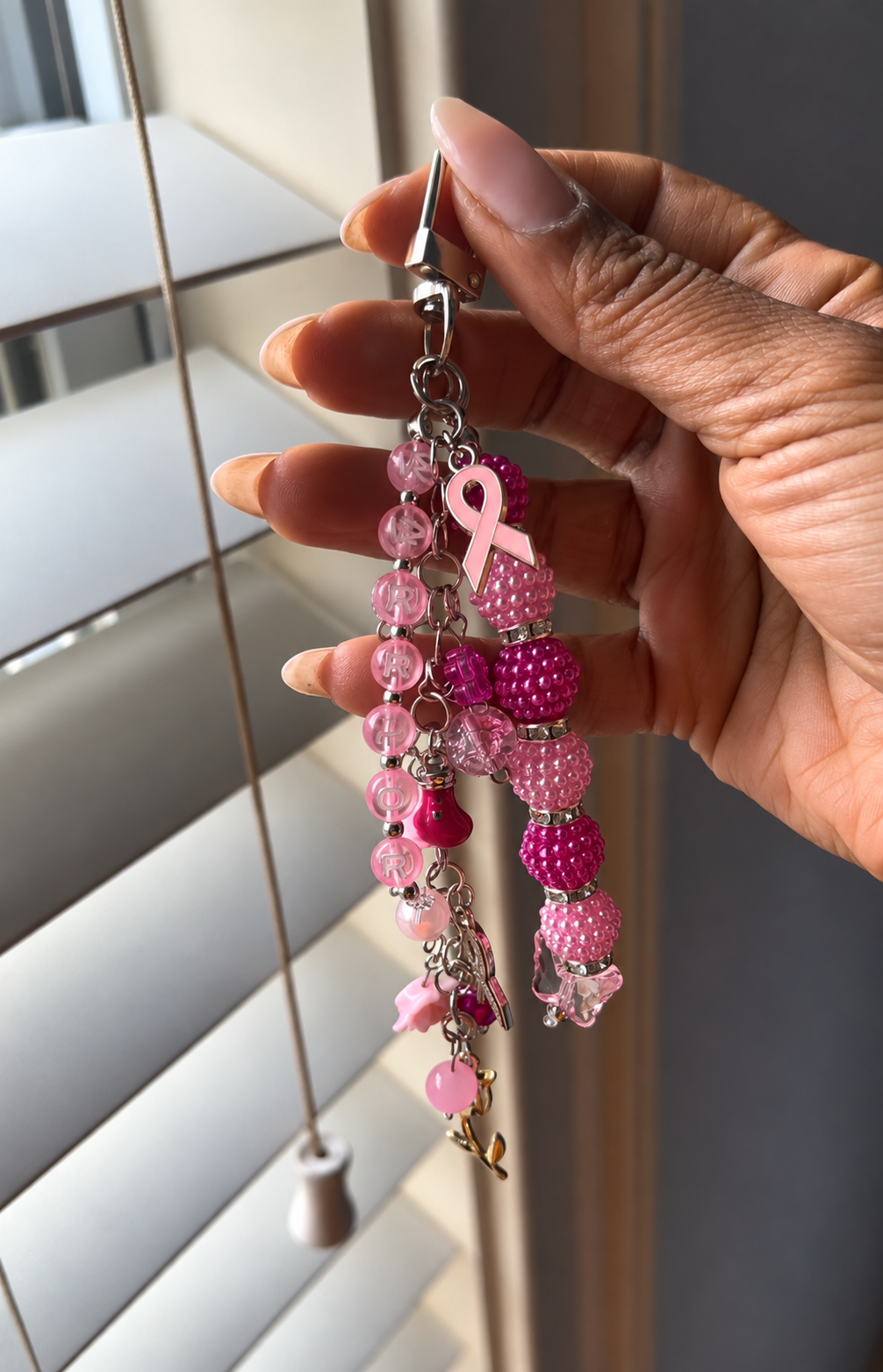 Pink Warrior Breast Cancer Awareness Bag Charm