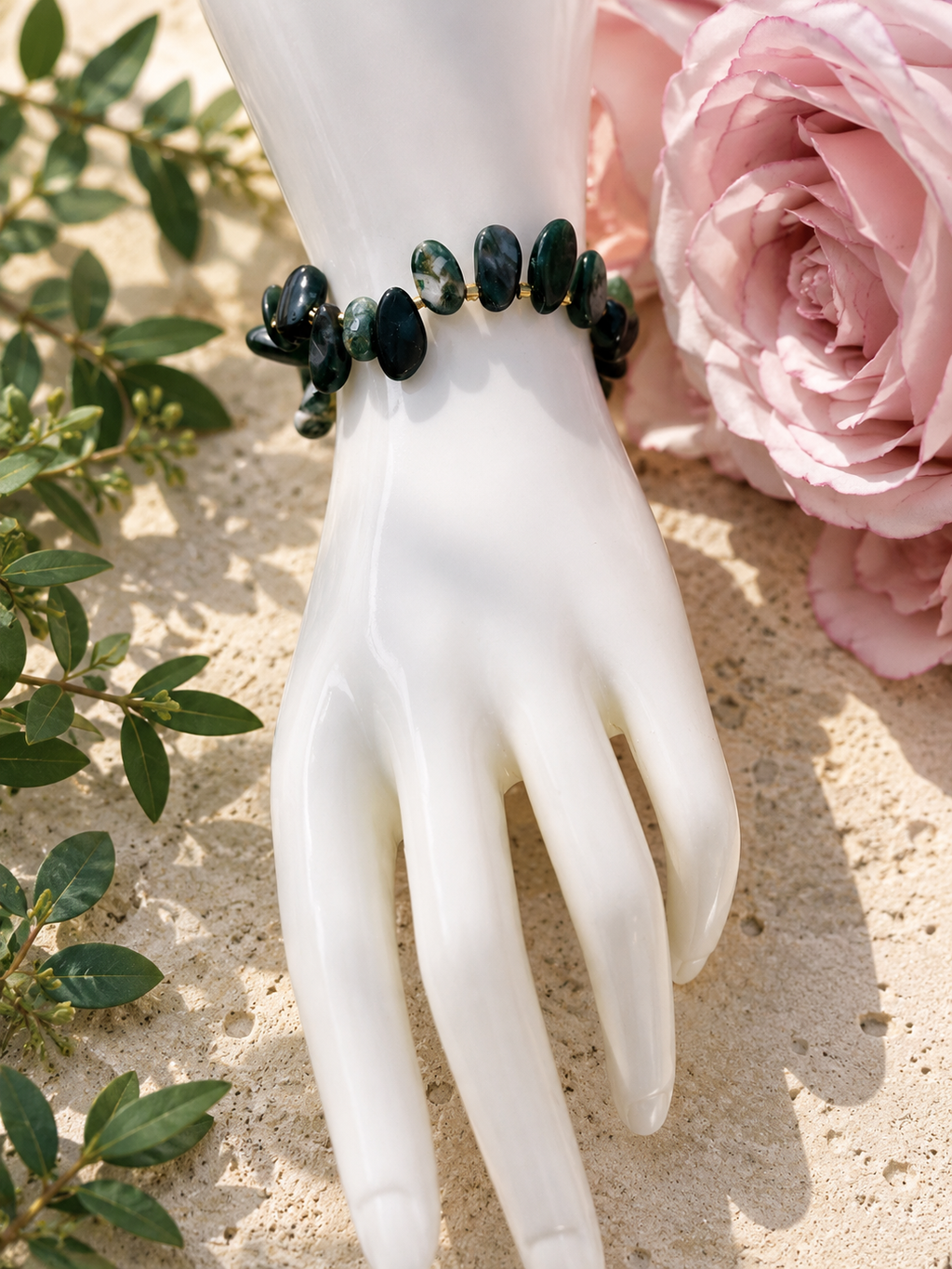 Water Grass Agate Stretch Bracelet