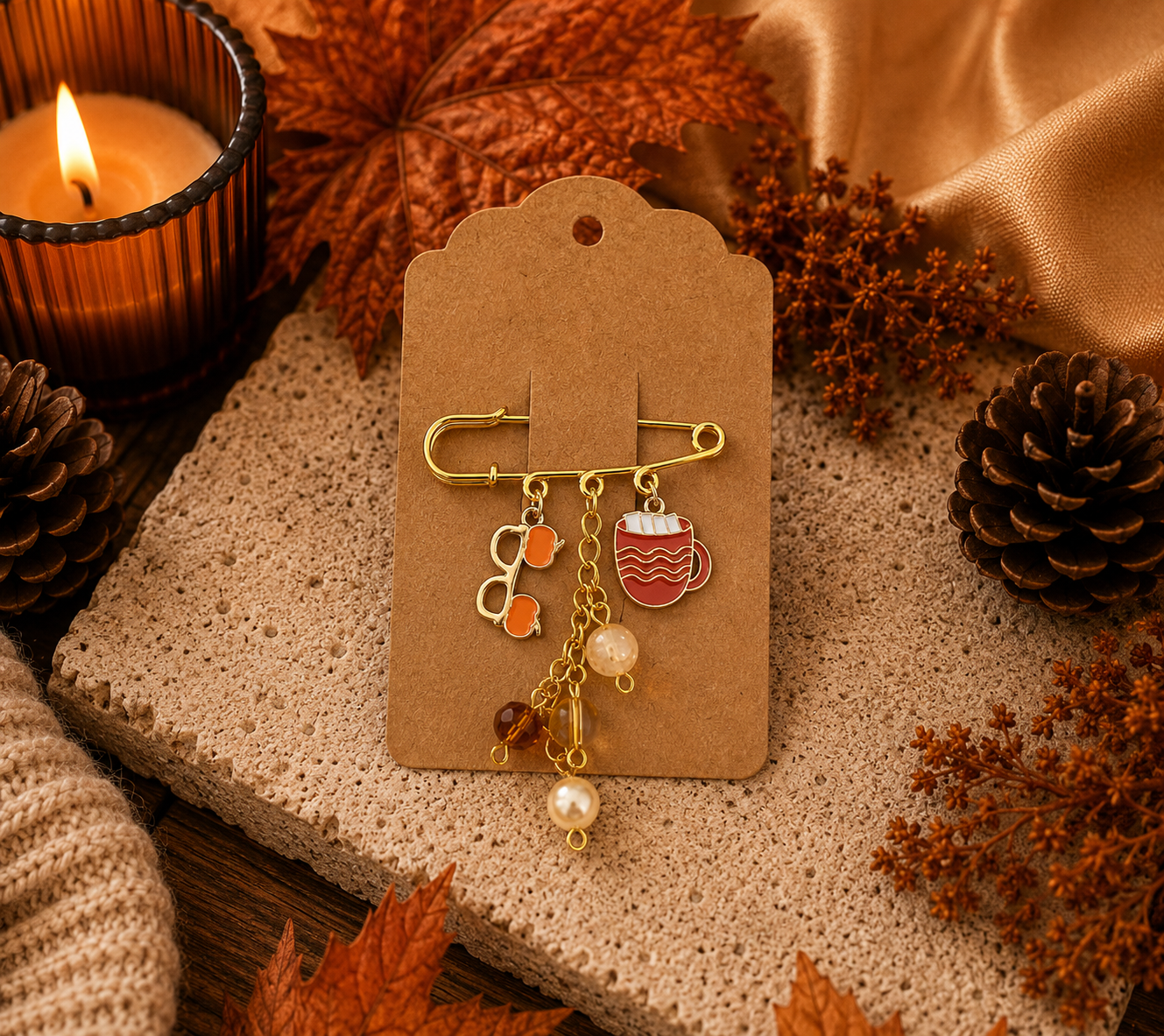 Autumn Safety Pin Brooch