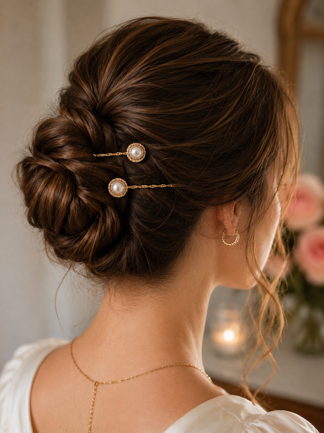 Gold Pearl Hair Pins