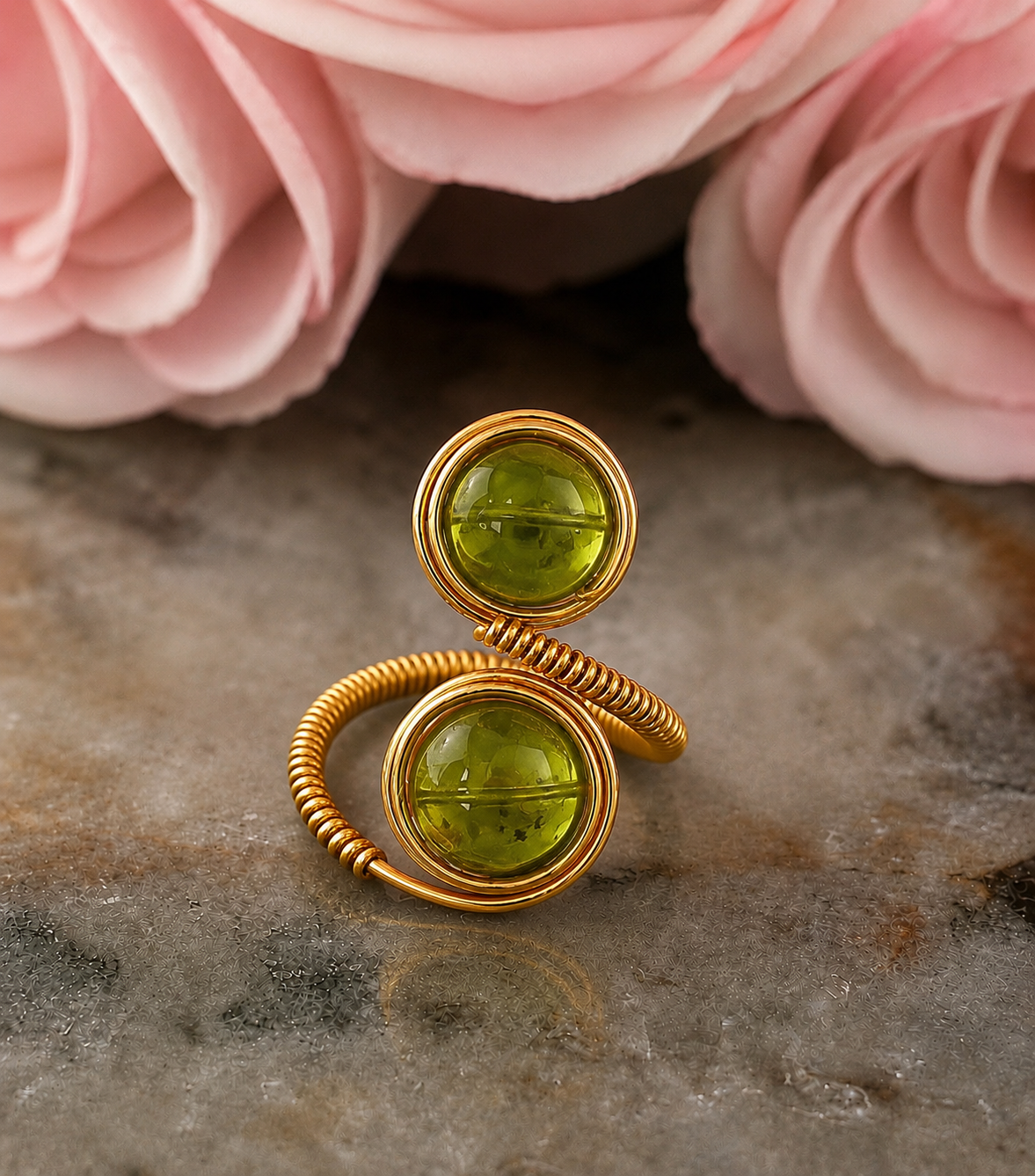 Dual Peridot Wrap Ring
