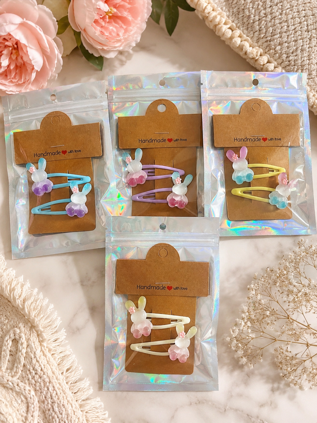 Gradient Bunny Hair Clips