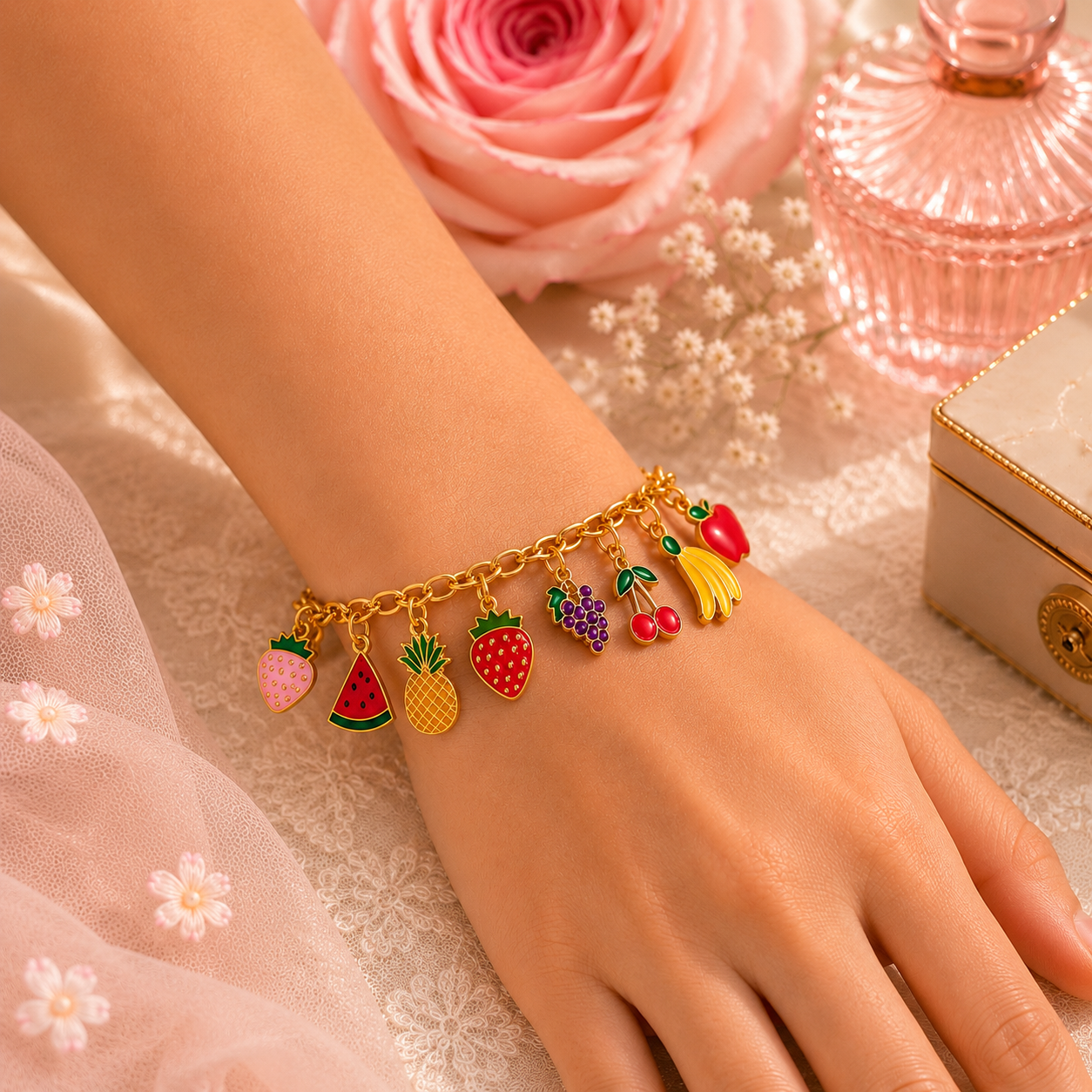 Fruit Cocktail Charm Bracelet