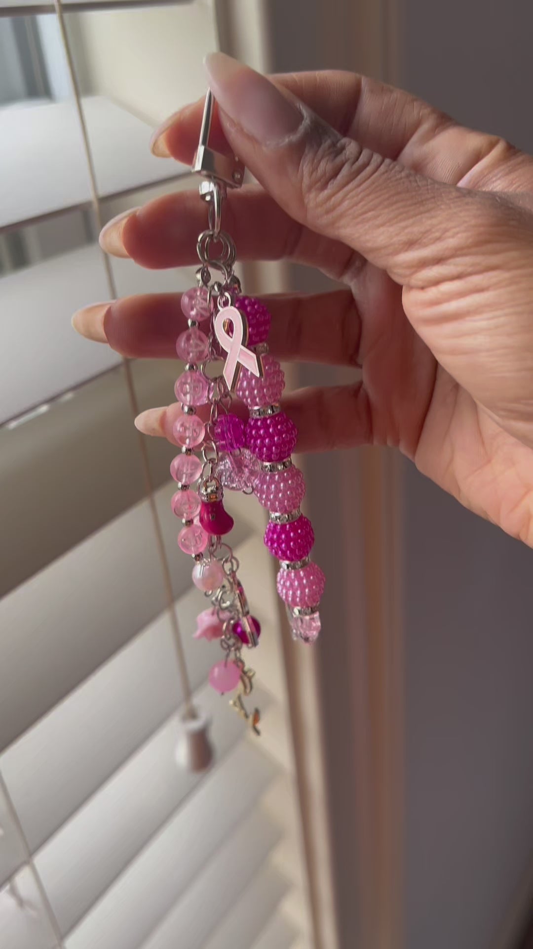 Pink Warrior Breast Cancer Awareness Bag Charm